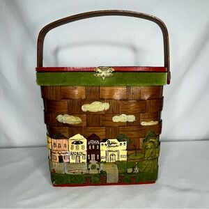 Vintage Basket Purse Basketville Lexington Kentucky Woven Box Hand Painted